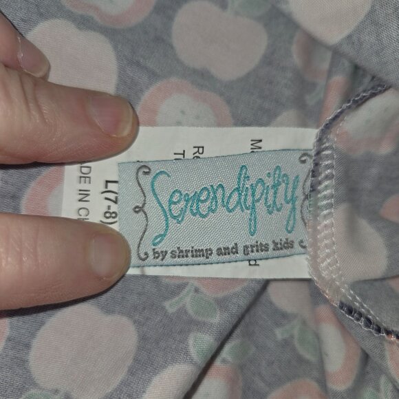 Serendipity By Shrimp And Grits 7/8 Apple Print Blouse Flutter Sleeve 3881 - Picture 5 of 9